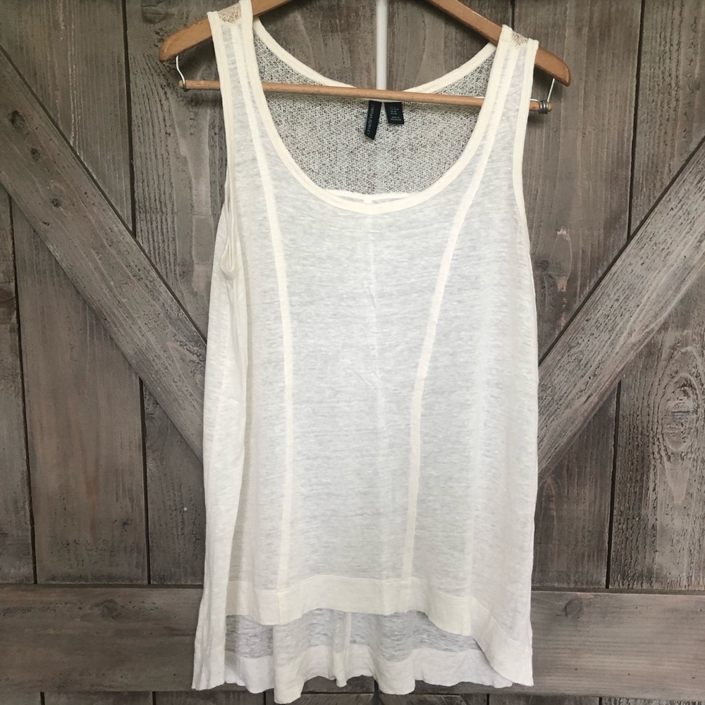 Lacy Linen cream tunic tank Sz M